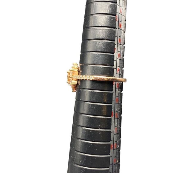 Sterling silver 925 rose colored band 1 carat rose gold diamond CZ flower snowfl - Picture 6 of 10